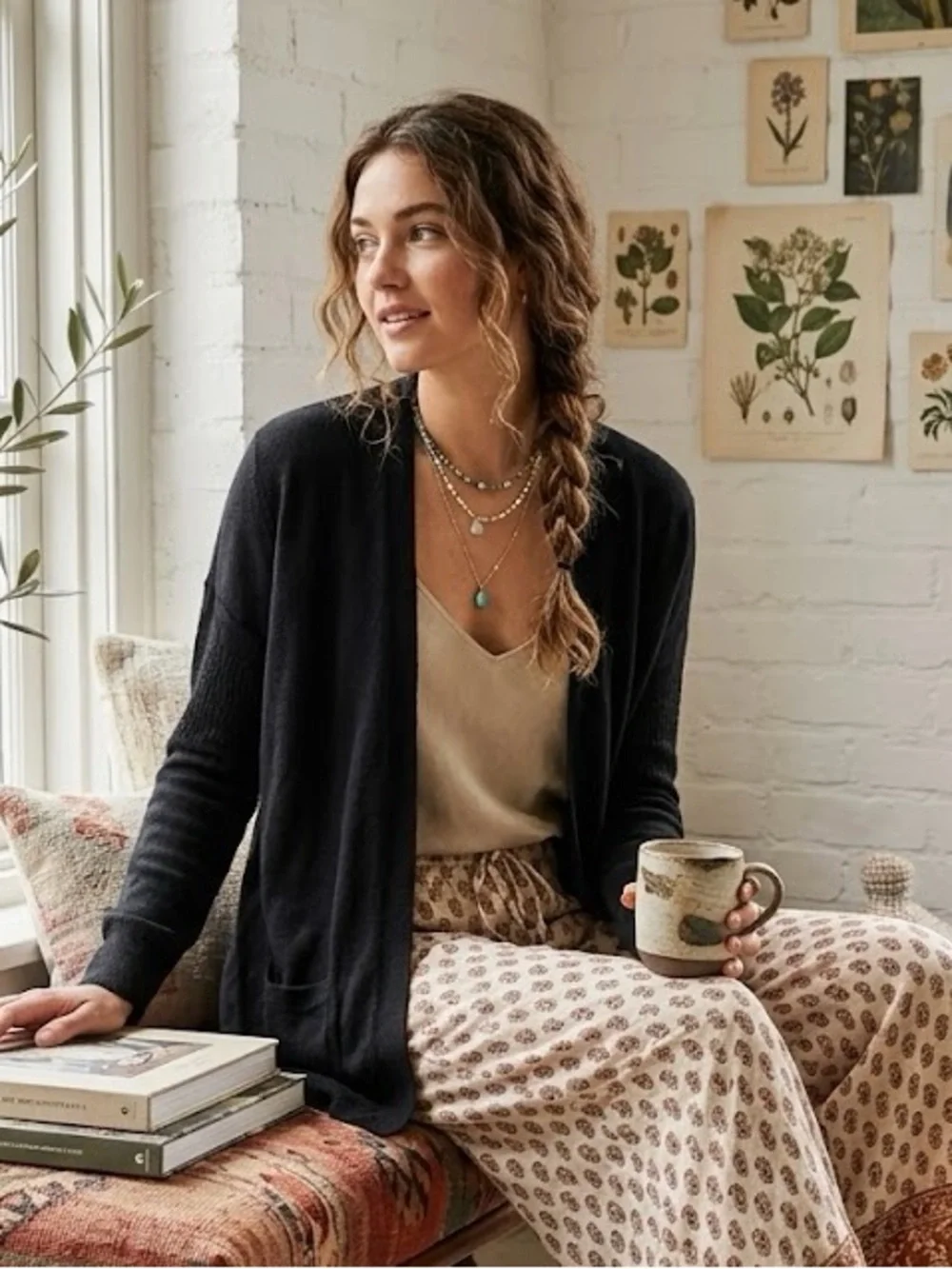 Garage Open-Front Cardigan Sweater- Black